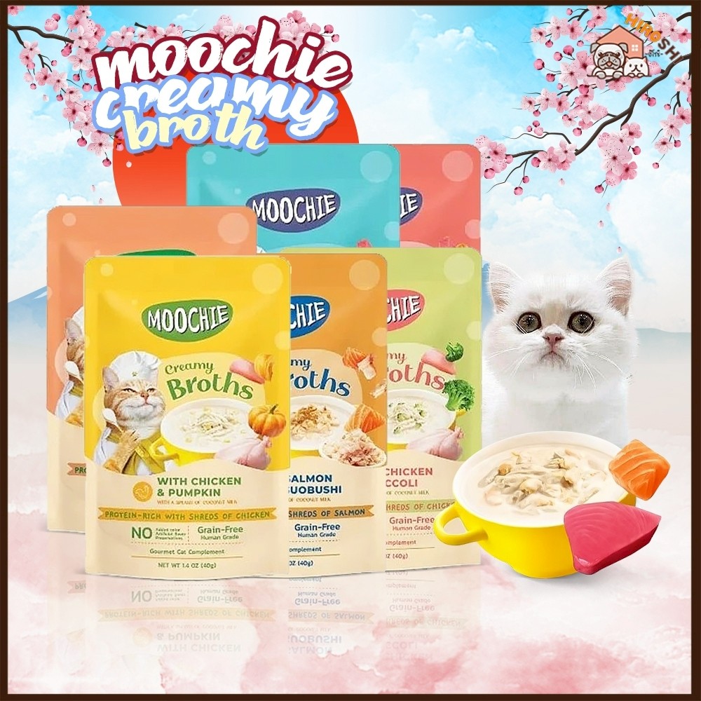 อาหารเปียกแมวมูชี่ Moochie Creamy Broths อาหารเปียกแมว ซุปแมว ขนาด 40 กรัม
