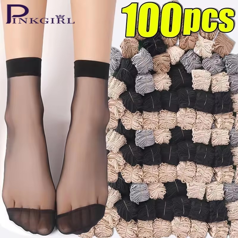 [แฟชั่น]ถุงเท้าบูทหุ้มข้อไนลอนระบายอากาศพร้อมนิ้วเท้าเสริม | เชียร์ ยืดถุงเท้าฤดูร้อนสำหรับผู้หญิง, (10-50 คู่)ผ้าไหม บาง ชุด ถุงเท้าสำหรับรองเท้าส้นสูง