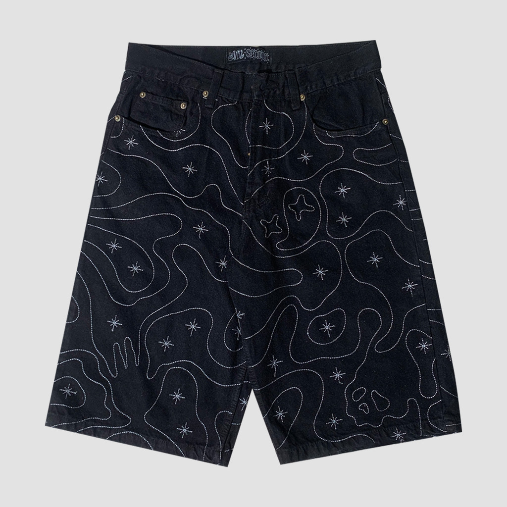 EVILSPIRIT JORTS DENIM PANTS - FLOXY BLACK UNISEX