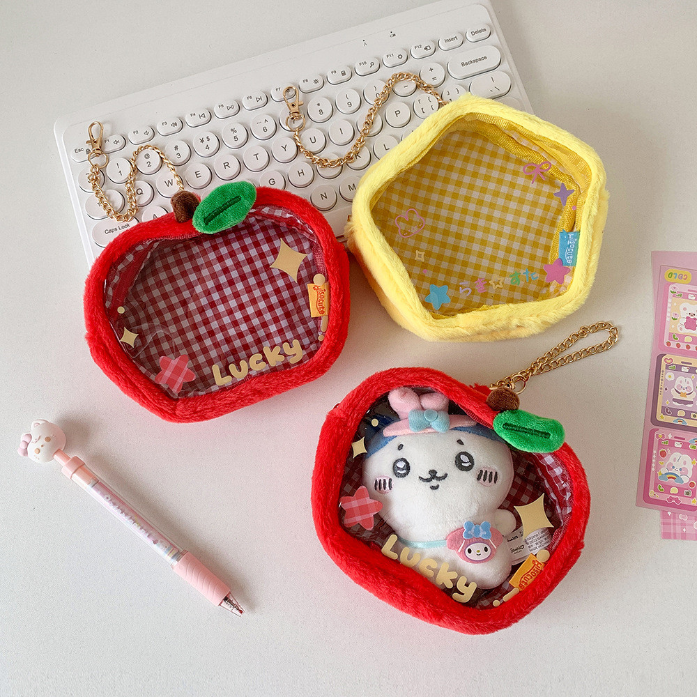 ผ้าฝ้ายตุ๊กตาแสดงถุงเก็บสาวออกนอกบ้านเดินกระเป๋าเด็กนักเรียนแอปเปิ้ลจี้บาร์ปวดกระเป๋า