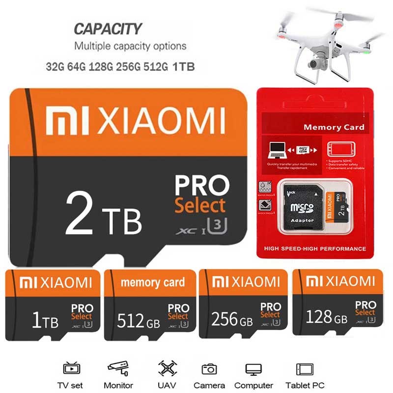 Micro TF SD Card class10 SD การ์ดหน่วยความจํา 2TB 128GB 1TB 512GB 256GB U3 V30 หน่วยความจําขนาดใหญ่แ