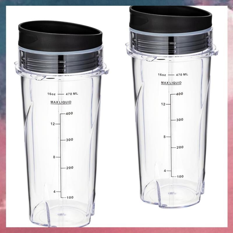 2PCS 16Oz เปลี่ยนถ้วยอุปกรณ์เสริมสําหรับ QB3001SS Fit Compact Personal Blender, พร้อมฝาปิด