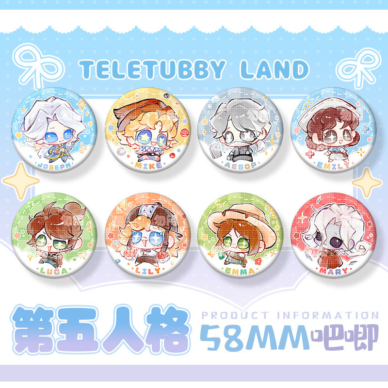 Identity V Badge Game Merch กระเป๋าเครื่องประดับ 58 มม. เข็มกลัดหมุดดีบุกน่ารัก