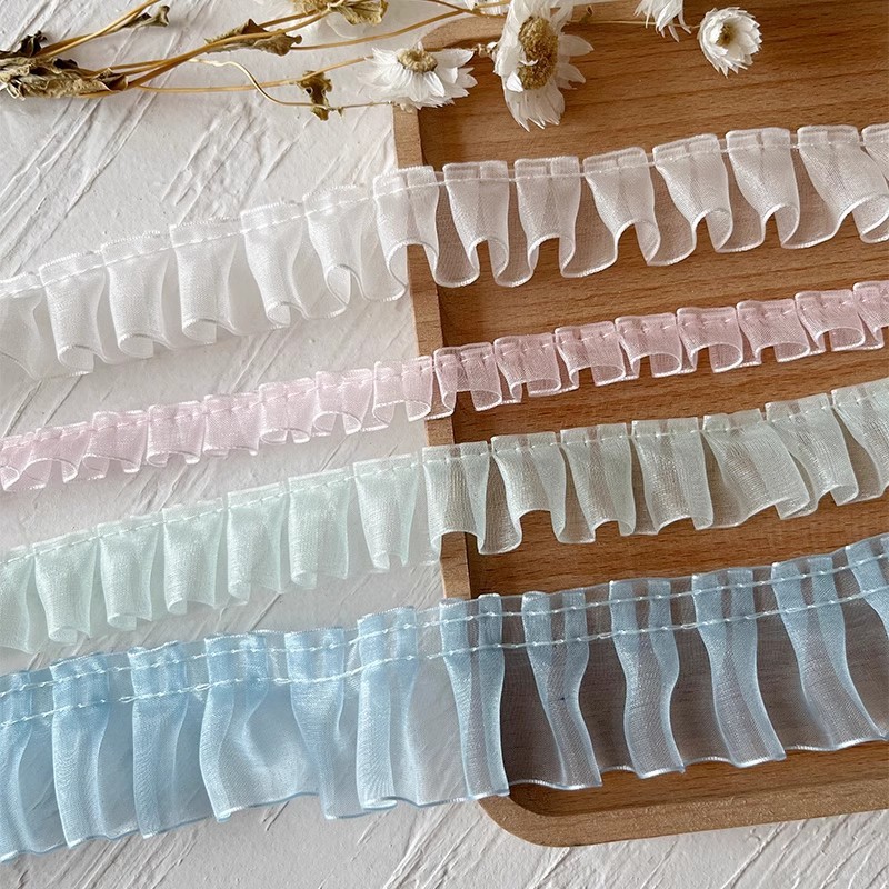 2.5 ซม.* 5 M จีบลูกไม้ Ribbons Trim สําหรับเย็บปักถักร้อยตกแต่ง Party Dress Diy หัตถกรรมเครื่องแต่งกายอุปกรณ์เย็บผ้าผ้า