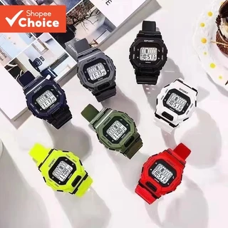 นาฬิกาข้อมือดิจิตอลทรงสี่เหลี่ยม Unisex สําหรับผู้ชาย นาฬิกาสปอร์ตมัลติฟังก์ชั่นขนาดใหญ่สําหรับนักเรียน
