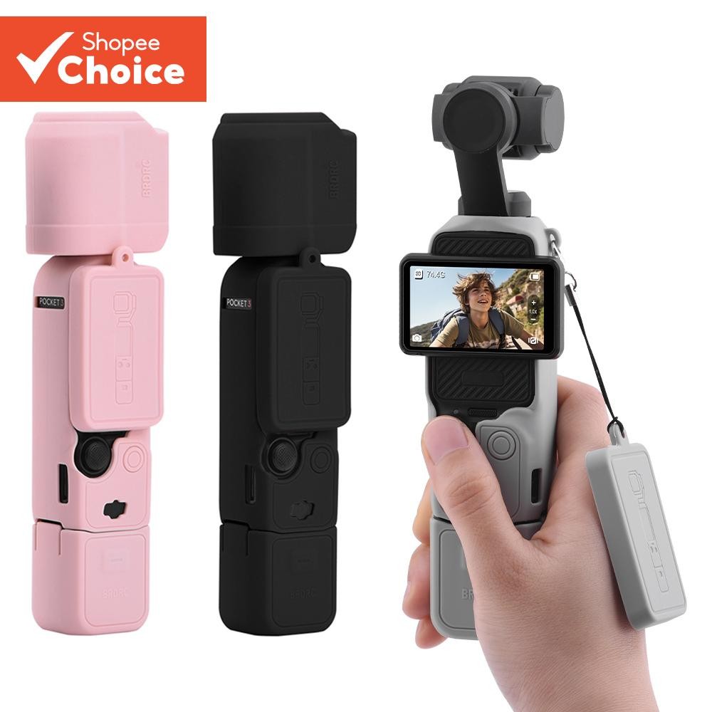 เคสซิลิโคนสําหรับ DJI Osmo Pocket 3 Handheld Gimbal Soft Anti Scratch Shell เลนส์หมวก Anti-bump สีดําสีเทาสีชมพูสําหรับ Vlog Travel เกียร์ป้องกัน