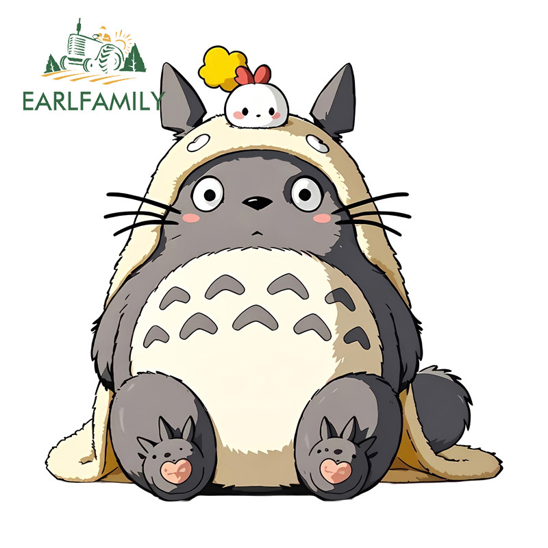 EARLFAMILY Totoro สติกเกอร์รถรถจักรยานยนต์ Windows หมวกกันน็อคสเก็ตบอร์ด PVC กันน้ํา Decals บุคลิกภาพ Occlusion Scratch ประตูรถ Protector