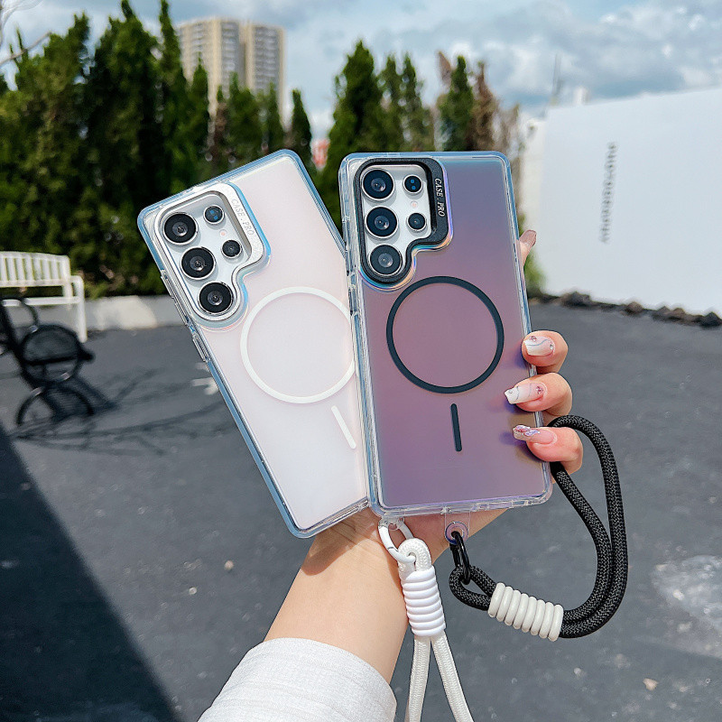 ที่ยึดเลนส์แม่เหล็กไล่ระดับเลเซอร์หรูหรา สายรัดข้อมือ สายคล้องสำหรับ Samsung 25 EDGE S25 24 Ultra S2