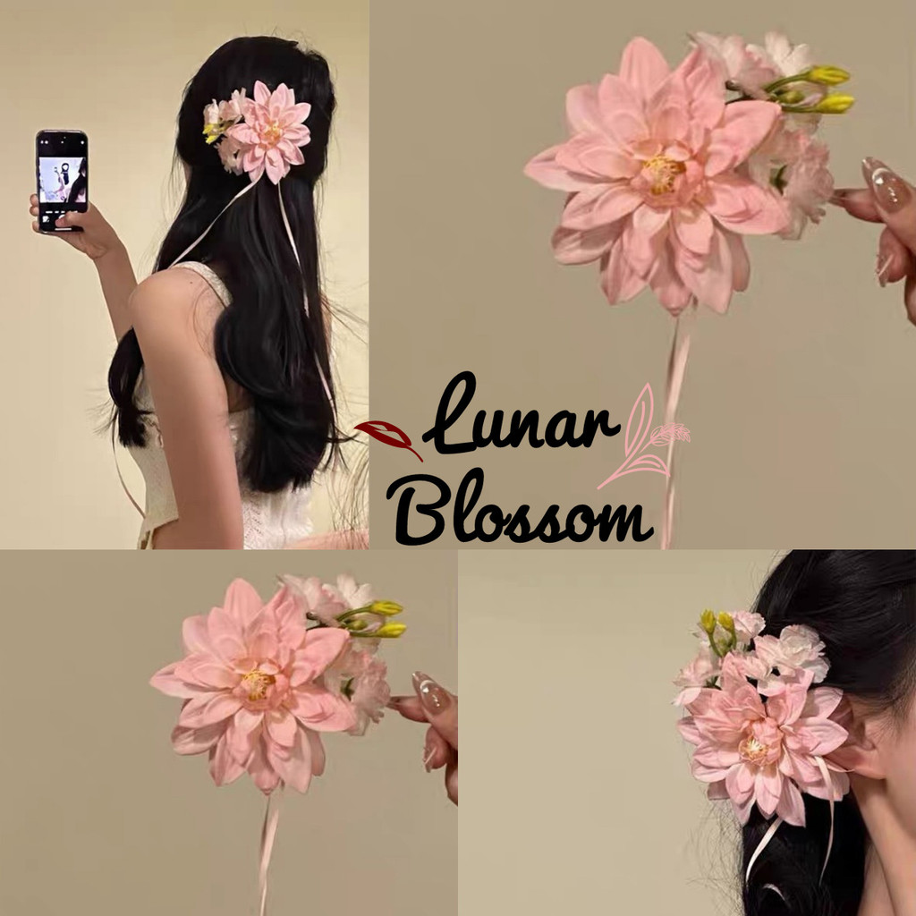 Lunar Blossom🌸ลายดอกไม้กิ๊บติดผม🌸สไตล์เกาหลีเครื่องประดับผม พร้อมส่งในไทย เครื่องประดับscrunchies