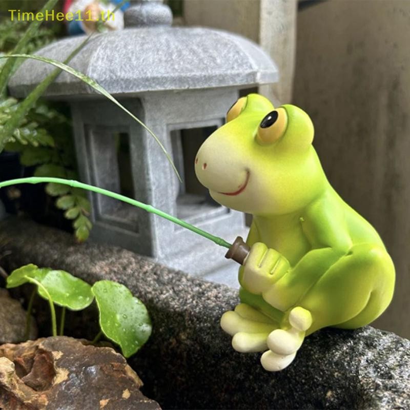TimeHee Creative กบตกปลาตุ๊กตาสัตว์ประติมากรรมสําหรับสวนตลกกลางแจ้งภูมิทัศน์รูปปั้นสัตว์ Figurine เครื่องประดับสะสม TH