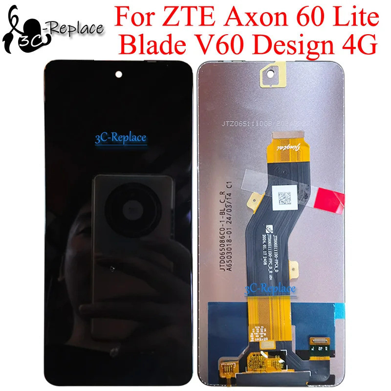 สีดํา 6.6 นิ้วสําหรับ ZTE ใบมีด V60 ออกแบบ 4G Axon 60 Lite Z2350 จอแสดงผล LCD Touch Screen Digitizer