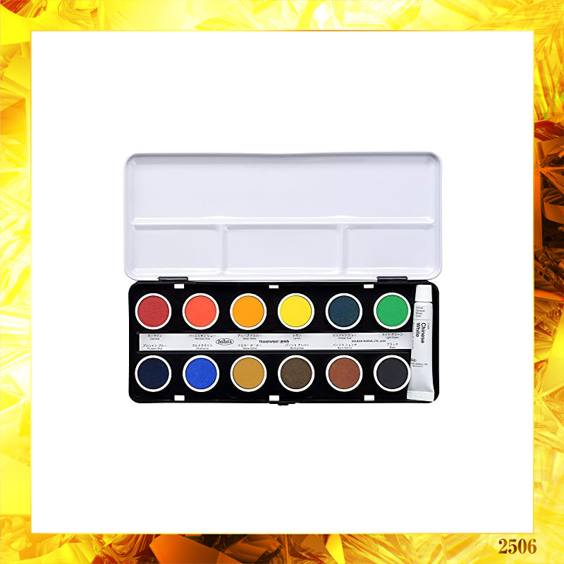 Holbein Solid Watercolor Paint Cake Colors Set - Transparent and Opaque Variations, 12 and 24 Colors