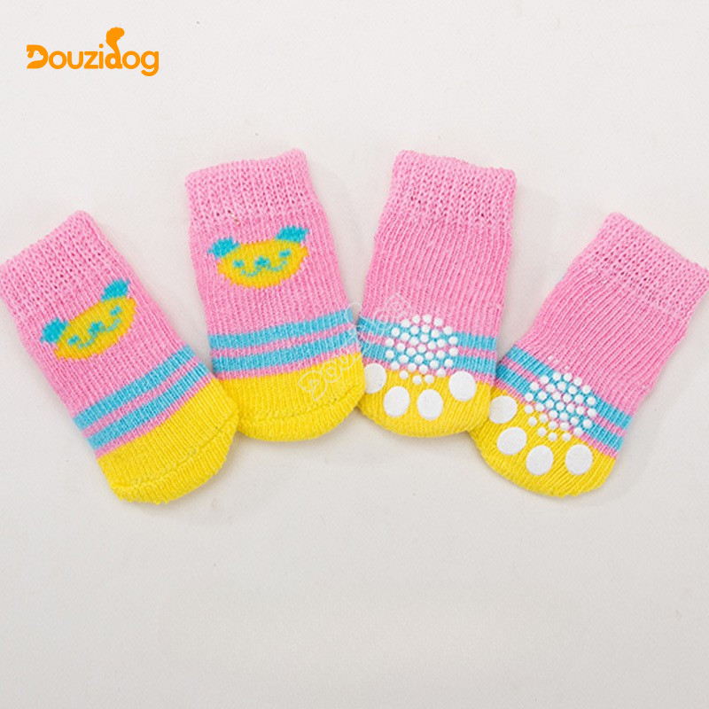 ฤดูใบไม้ผลิฤดูร้อนผลิตภัณฑ์ใหม่สัตว์เลี้ยงสุนัขถุงเท้าผ้าฝ้ายกันลื่นด้านล่าง 4 ชิ้นแพ็ค
