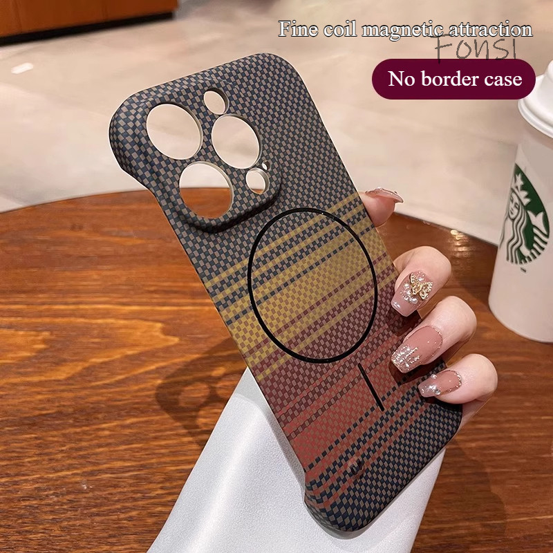 หรูหราคาร์บอน Fibre Fine Coil Magnetic Attraction ฝาหลังสําหรับ iPhone 16 15 14 Plus 13 12 11 Pro Max กรณี – โปรปัง