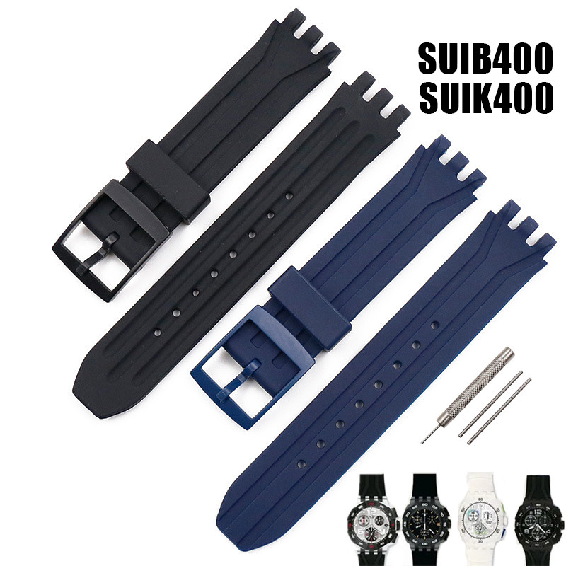 18 มม.สายนาฬิกาซิลิโคนสําหรับ Swatch SUIB400 SUIKE400 เปลี่ยนสร้อยข้อมือยางนุ่ม Pin Buckle สายนาฬิกาผู้หญิงผู้ชาย Watchbelt