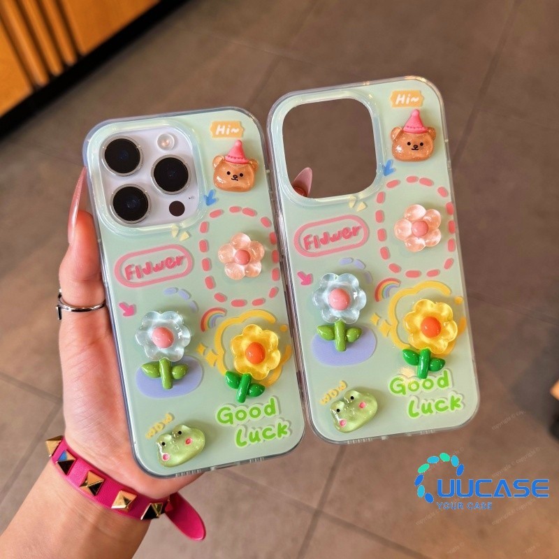 เคสโทรศัพท์สําหรับiPhone 11 12Pro 13 14Plus 15Pro Max 16Plus 16Pro XR XS Max 7 8Plusสาวสร้างสรรค์โทรศัพท์GraffitiกบหมีBB