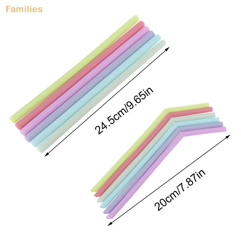 Families> 6 ชิ้นหลอดซิลิโคนเกรดอาหารแบบใช้ซ้ําได้ตรง Bent Multicolor ดื่มฟางสําหรับเด็ก Party Bar อุปกรณ์เสริมได้ดี - รูปที่ 7