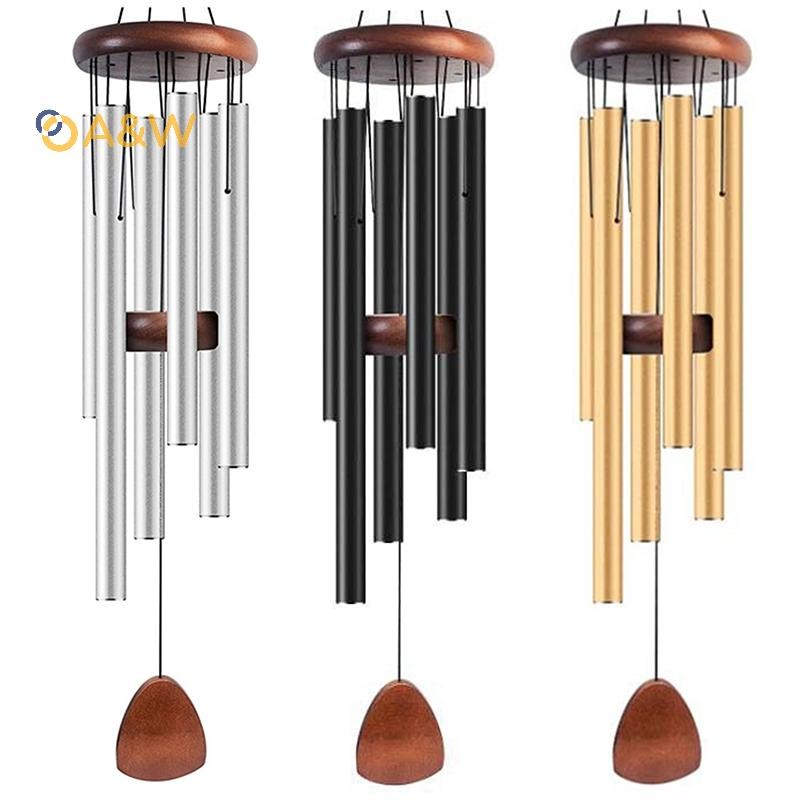 A&W คลาสสิก 26 นิ้วท่ออลูมิเนียมลมตีระฆังพร้อมแท็กแขวนไม้ Farmhouses Terraces สวนระเบียงทางเดินตกแต่ง