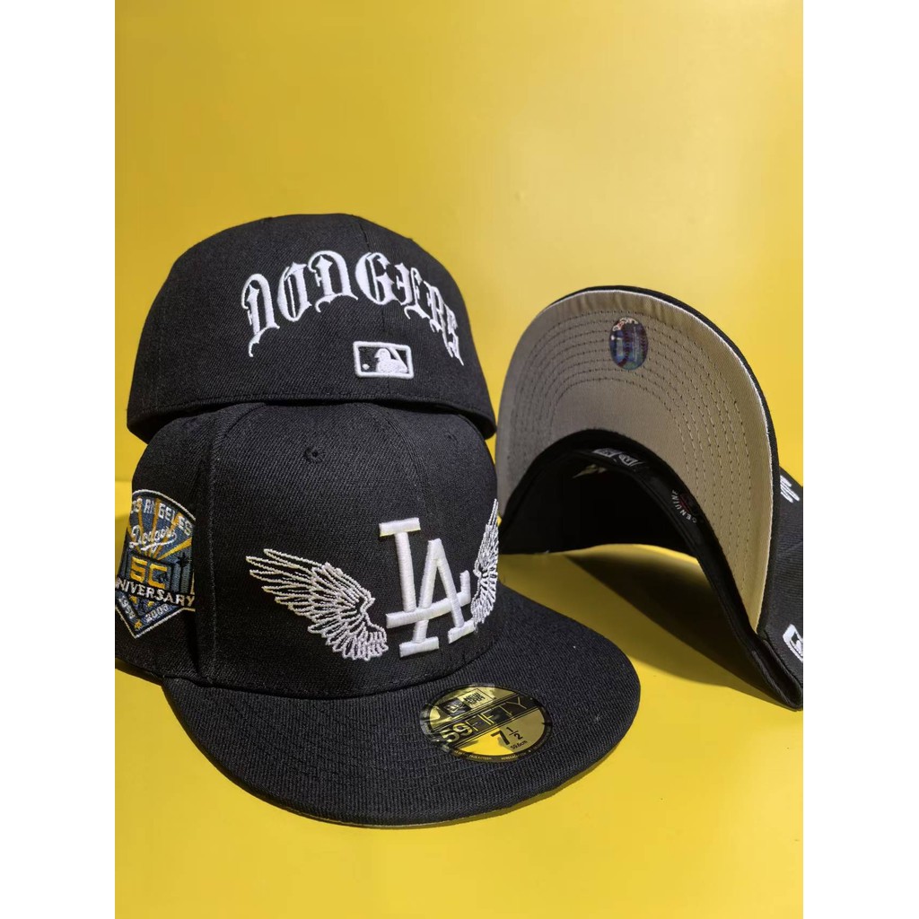 ใหม่ในสต็อก LosAngelesDodgers.59FIFTY หมวกปัก, หมวกปิดล้อมสำหรับทุกเพศ, หมวกป้องกันแสงแดด
