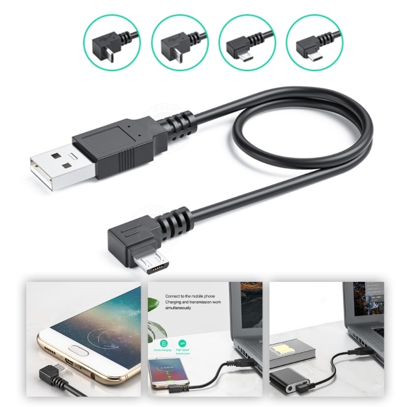 ซ้ายที่มีประสิทธิภาพ Tiny USB 90 องศาสายชาร์จมุมพลาสติกสําหรับอิเล็กทรอนิกส์