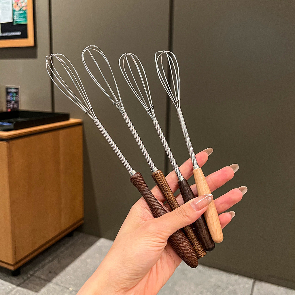 OUKEAI ด้ามไม้สแตนเลสปัดญี่ปุ่นคู่มือครีมปัดในครัวเรือนเบเกอรี่เครื่องมือ Mini ไข่กวน Rod