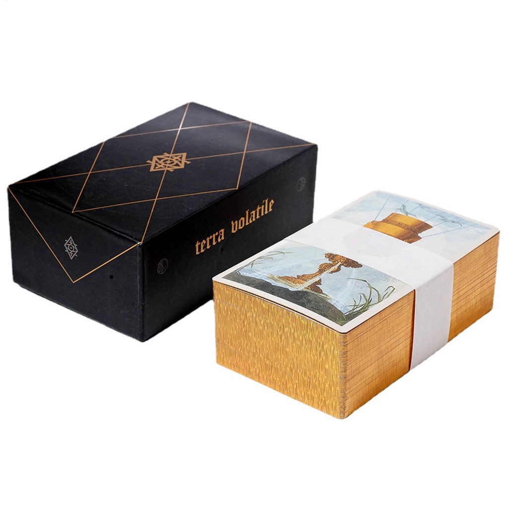 The Terra Volatile Tarot Gold Gilded Edging Cover กล่อง 105 ชิ้นไพ่ทาโรต์ไพ่ทาโรต์ดาดฟ้าเต็มภาษาอังกฤษ iath