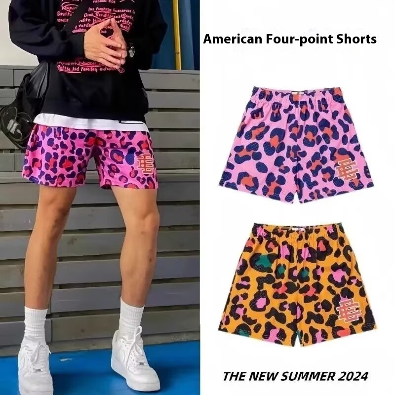กางเกงขาสั้นผู้ชาย American Leopard Basketball Shorts Loose Exercise Training Pants