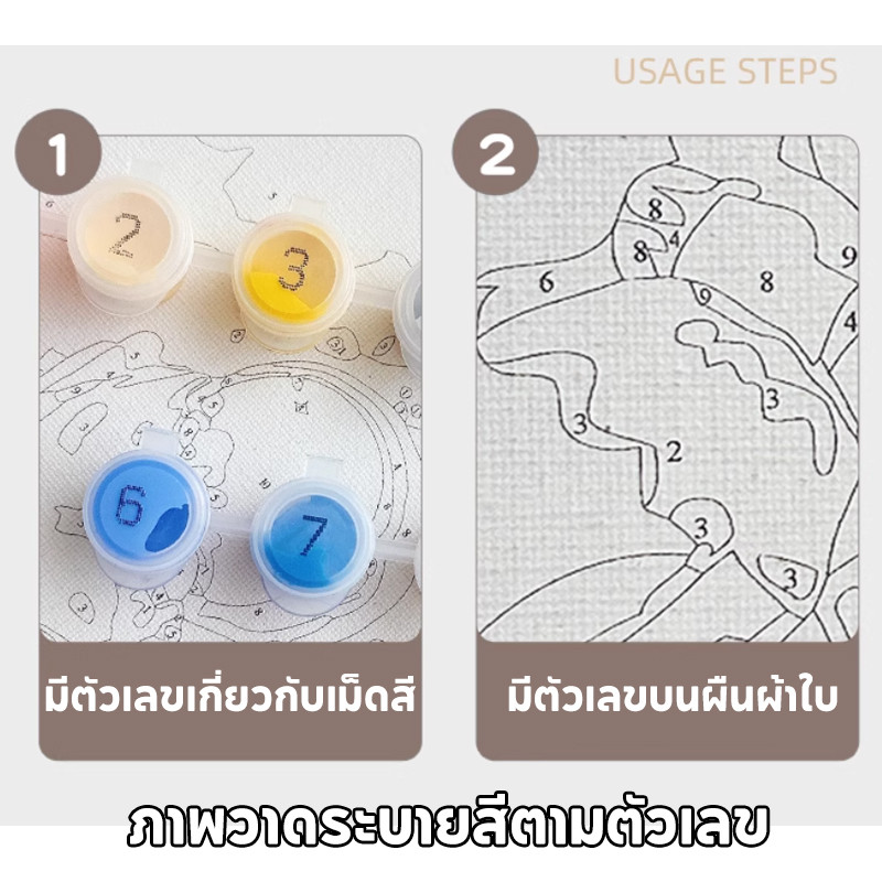 🔥พร้อมส่ง🔥ระบายสีตามตัวเลข 20x20cm Sanrio ชุดระบายสี DIY คุโรมิ/ทำนองเพลง/Hello Kitty อุปกรณ์ที่สมบูรณ์ การฝึกสมาธิ - รูปที่ 2