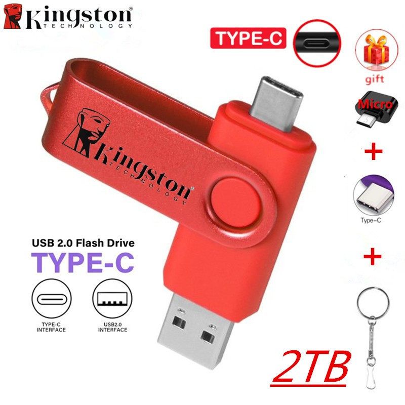 2TB USB 3in1 แฟลช OTG ไดรฟ์ปากกา 16GB 32GB USB Memory Stick 64GB หมุนแฟลชไดรฟ์สําหรับ Android Micro/PC/Type C USB ไดรฟ์ปากกา