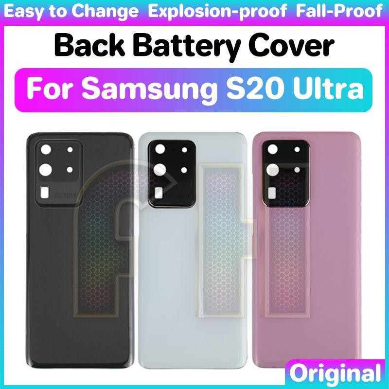 ฝาหลังแบตเตอรี่กระจกสําหรับ samsung Galaxy S20 Ultra ประตูด้านหลังแบตเตอรี่ฝาหลังเลนส์กล้องกระจก