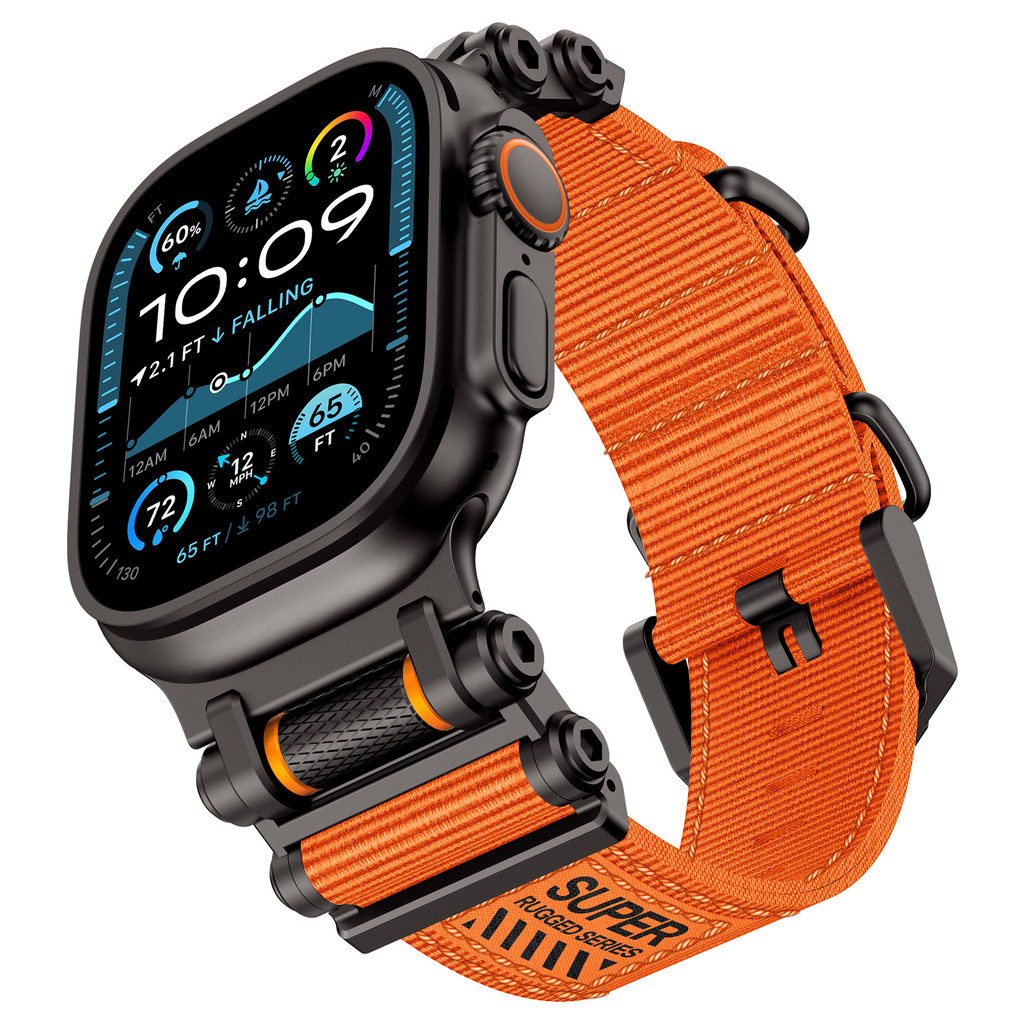 Fate Gear Nylon Sports Metal Connector Strap สําหรับ Apple watch Ultra 42/44/45/49/46mm i-watch Seri