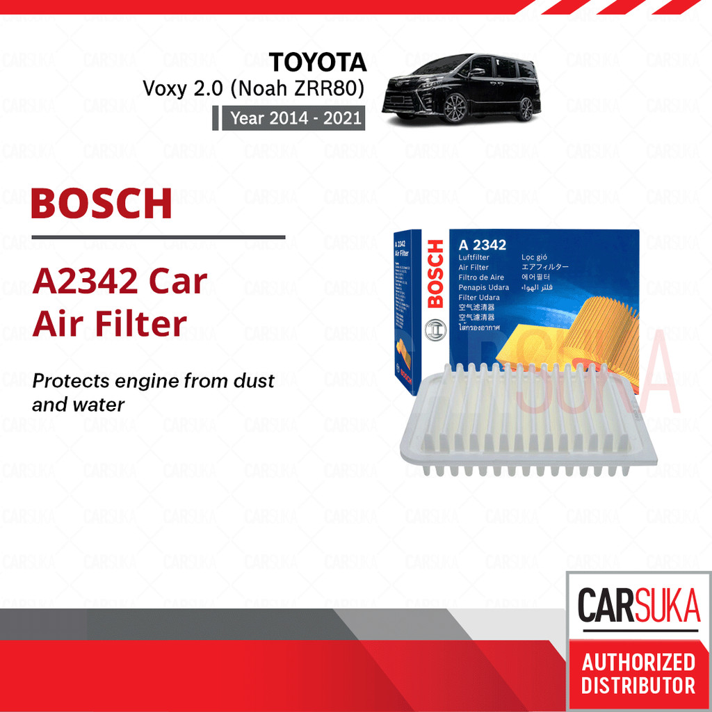 Bosch A2342 องค์ประกอบกรองอากาศเครื่องยนต์สําหรับ Toyota Voxy 2.0 Noah ZRR80 (2014 - 2021)