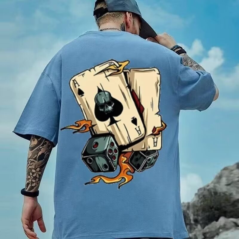 【FashionSun】เสื้อยืด American Design Poker สไตล์ยุคใหม่ Size M-8XL