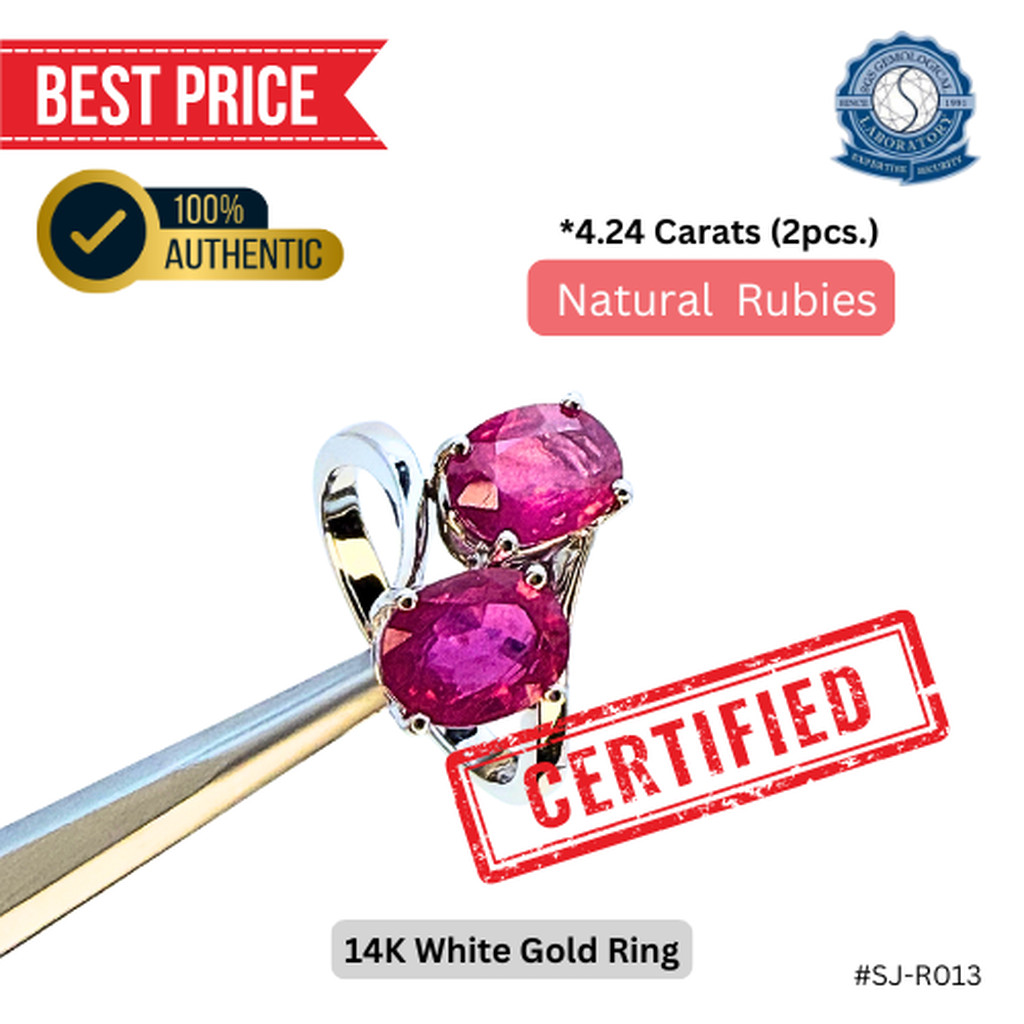 แหวนทับทิมคู่ Ruby Duo Ring แหวนทองคำขาว 14K WG / Natural Ruby (2 pcs.)