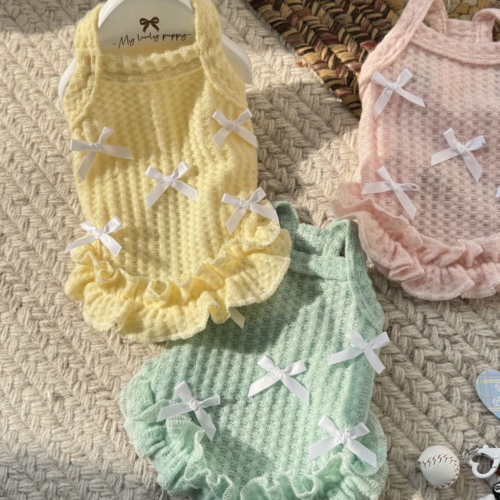 2025 เสื้อกั๊กสุนัขแมว Bow Thin เครื่องปรับอากาศ Sweet Corgi Muppet Teddy เสื้อผ้า 5.22 tt