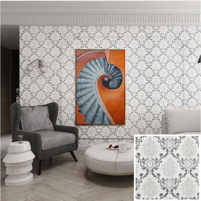 Black and SILVER Batik Motif สติ๊กเกอร์ติดผนัง วอลเปเปอร์ 8 SD 9 mx 45 cm - BATIK DP1003