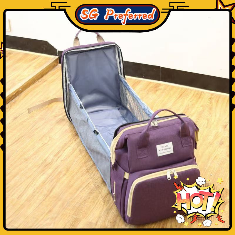 [SG Lucky Store][SG Stock]Mummy bag Baby bag Multifunctional Portable stroller bag with Folding Bed 
