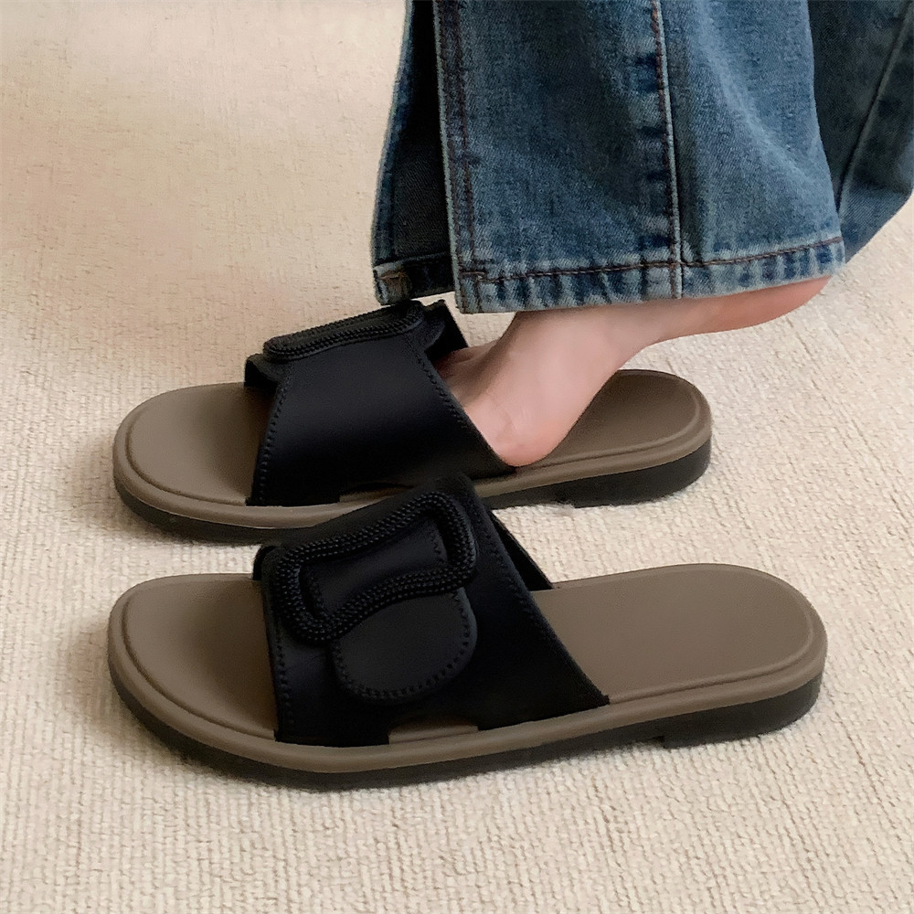 ฉี่ รองเท้าแตะชายหาดวันหยุดพักผ่อนแฟชั่นแบนฤดูร้อนสวมใส่ด้านนอกรองเท้าแตะ