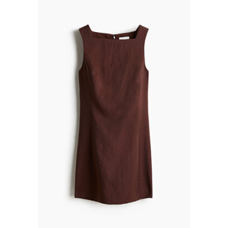 H&M(เอชแอนด์เอ็ม) เดรสผ้าทวิลคอเหลี่ยม ผู้หญิง 1289960_1