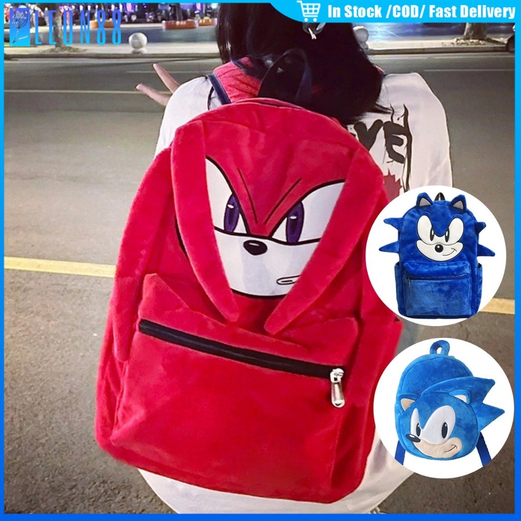ของมาใหม่！กระเป๋าเป้สะพายหลัง sonic กระเป๋าเป้โซนิคขนนิ่ม 44*30CM ลายการ์ตูนน่ารัก