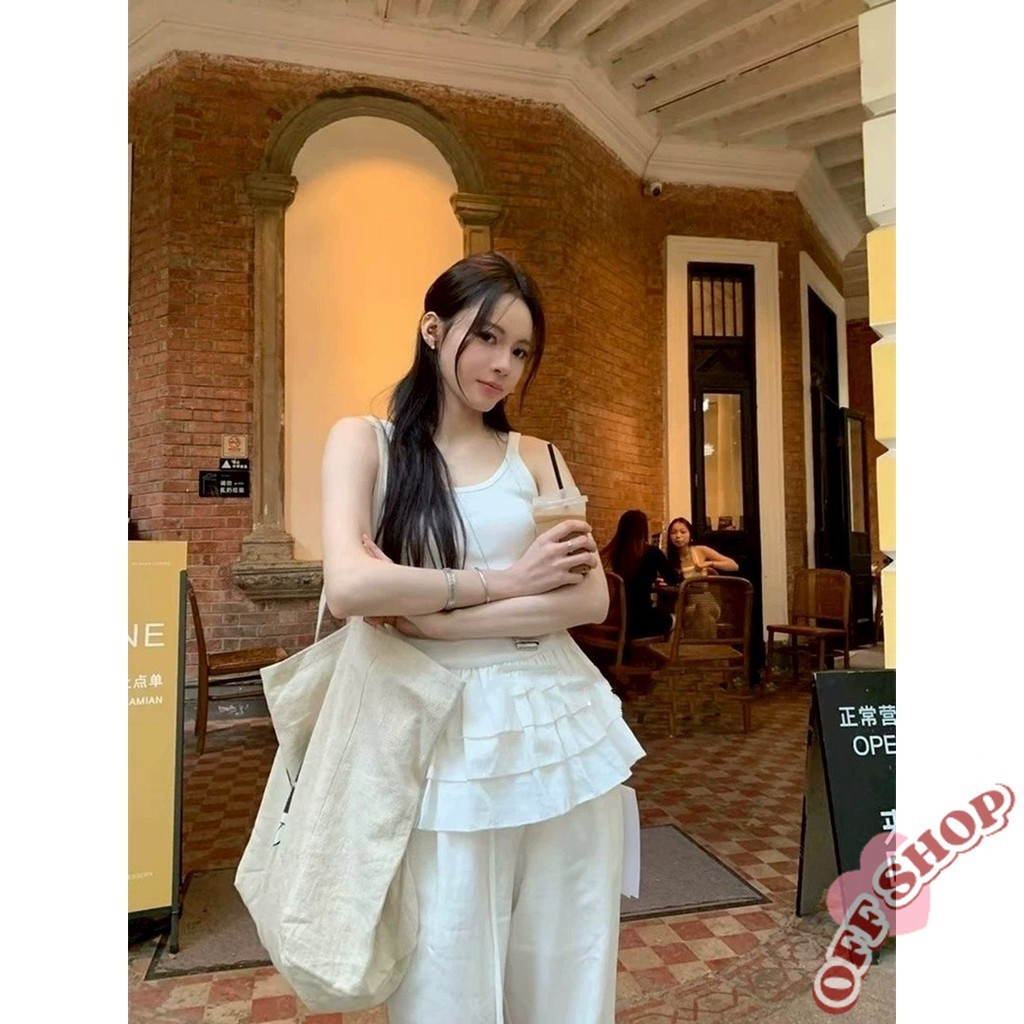 OFF SHOP  ใหม่ 2025 เสื้อกล้าม สายเดี่ยว มินิเดรส ไหมพรม ดีเทลแต่งปลายน่ารักสีพื้น’ J197 ราคา ถูกที่สุด ดีลบีเคเค แกลเลอรีภาพที่ 4