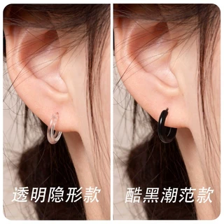 สีดําเรซิ่นต่างหูห่วงขนาดเล็กที่เรียบง่ายหูข้อมือโปร่งใสที่มองไม่เห็นหูคลิปที่มีสีสัน ไม่แพ้ง่าย ต่างหูขายส่งของขวัญ