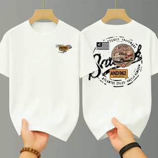 เสื้อยืดผู้ชาย คอกลมแขนสั้น สกรีนลายรถวินเทจ เสื้อยืดสตรีทแฟชั่นผู้ชายเท่ๆ โอเวอร์ไซส์คนอ้วน เสื้อยืดวินเทจ