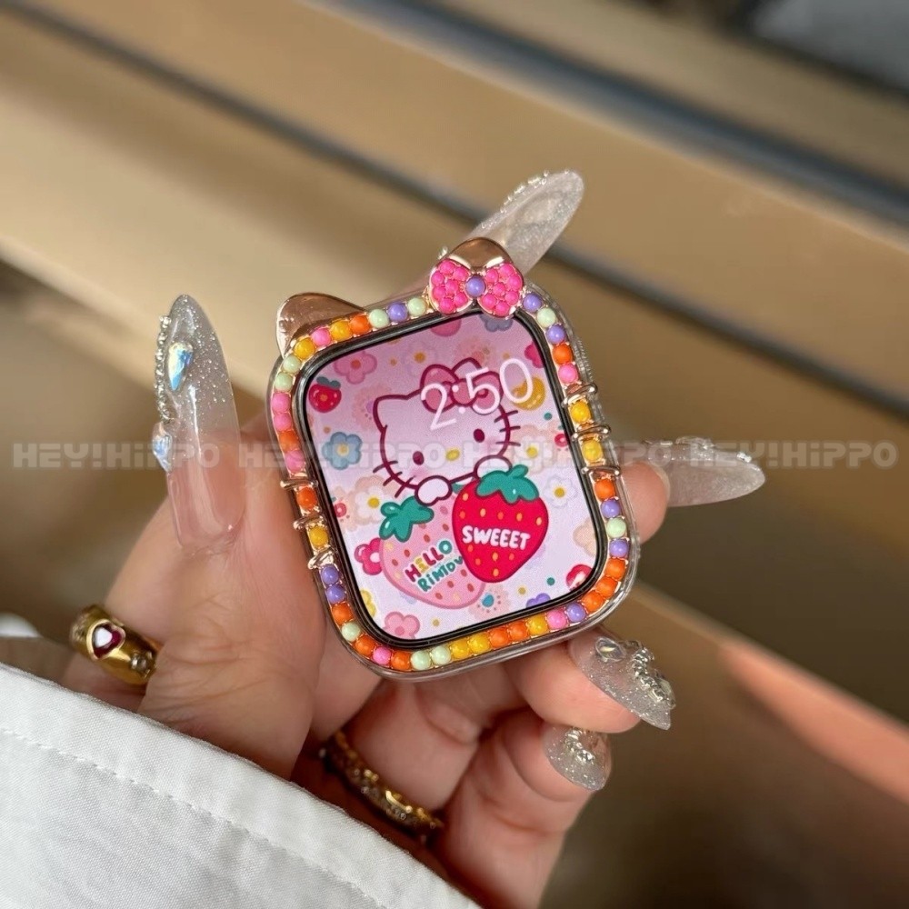 ลูกปัดหลากสีออกแบบใหม่เหมาะสําหรับ ฉันดู 10/9/8/7/6/5/4/3/2/1 เคสป้องกันการ์ตูนน่ารักเหมาะสําหรับสมาร์ทวอทช์ ชุด 49/46/45/44/42/41/40/38มม