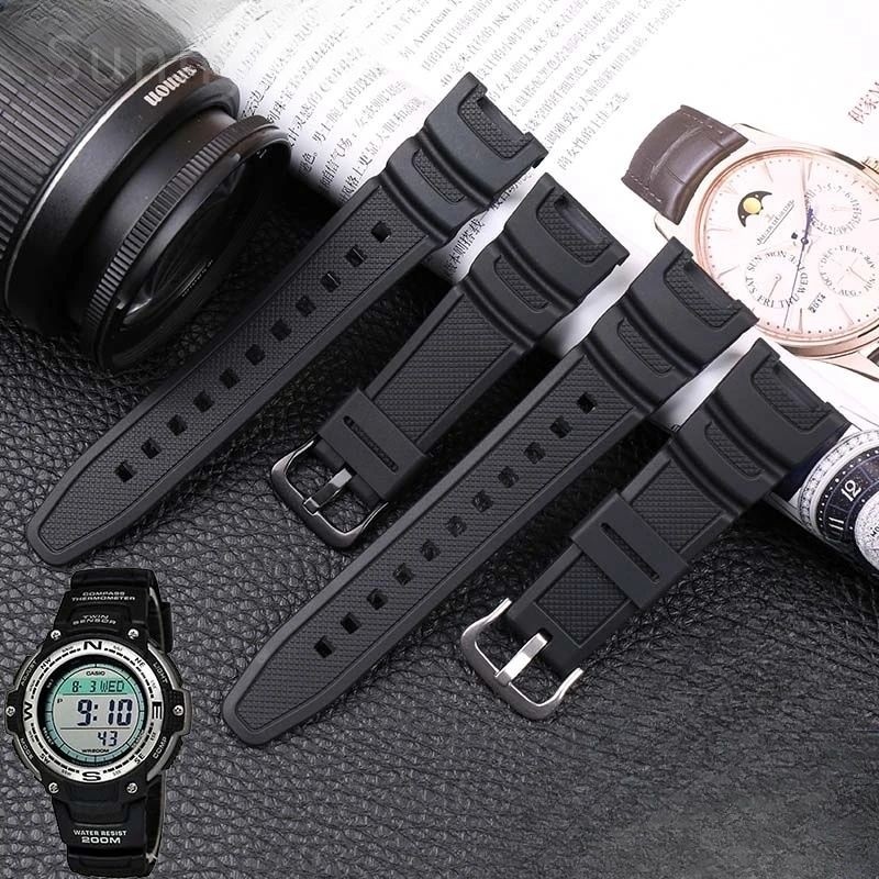 Casio SGW 100 SGW-100 SGW-200 สายนาฬิกาคุณภาพระดับพรีเมียมยางสีดํา