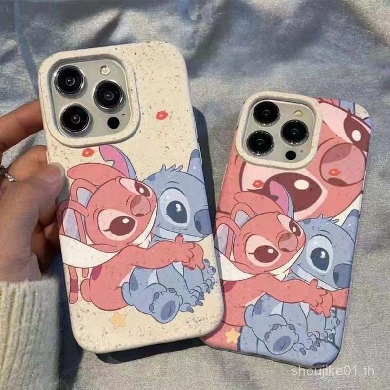 ลายเย็บสีชมพูฟ้าสำหรับไอโฟน 16 15 11 12 14 13 13PRO 11PRO 13PROMAX 11PROMAX 7PLUS/8PLUS 13PLUS XSMAX