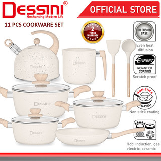 DESSINI ITALY 11 PCS Casserole Aluminium Induction Frying Wok Bowl Milk Pot Fry Pan Cookware Boiler Kettle PERIUK CEREK