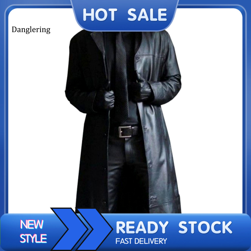 DL Smooth ผู้ชายฤดูใบไม้ร่วงเสื้อหนัง Faux ยาวเสื้อสไตล์ผู้ชาย Faux หนัง Trench Coat Windproof Slim Fit แจ็คเก็ตสําหรับ Streetwear แฟชั่นเอเชียตะวันออกเฉียงใต้ Buiess Top Choice