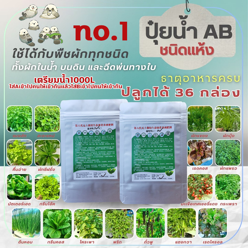 ปุ๋ยAB 1000 ลิตร ปลูกได้ 36 กล่อง ปุ๋ยน้ำ AB เข้มข้น ผักสลัด และผักไทย (แม่ปุ๋ยชนิดแห้ง) แม่ปุ๋ย AB 