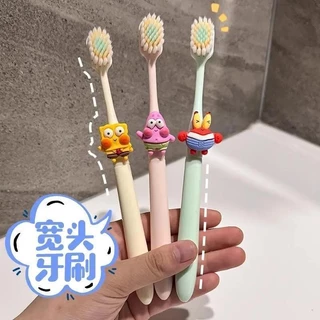น่ารัก SpongeBob SquarePants แปรงสีฟันขนนุ่ม Super Soft Spiral Bristle แปรงสีฟันหัวกว้าง Creative Coup